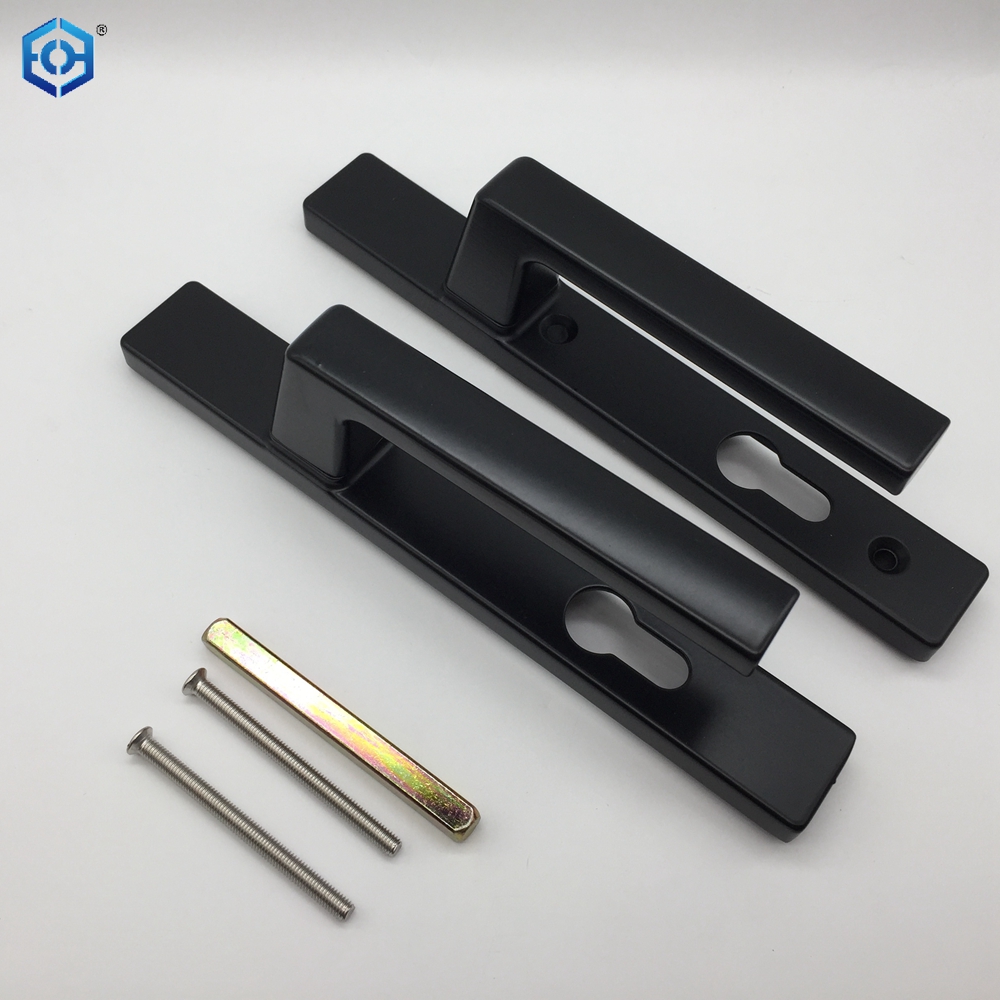 Cerradura de puerta con manija de palanca de aluminio negro para puertas de patio de UPVC