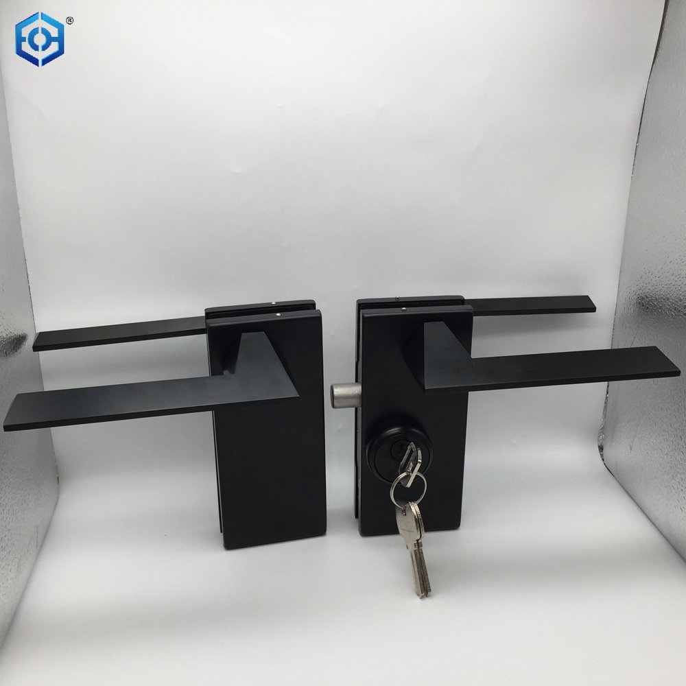 Cerradura de puerta de vidrio sin marco de acero inoxidable con manija y llaves, cerradura de parche de palanca de partición de vidrio para oficina comercial