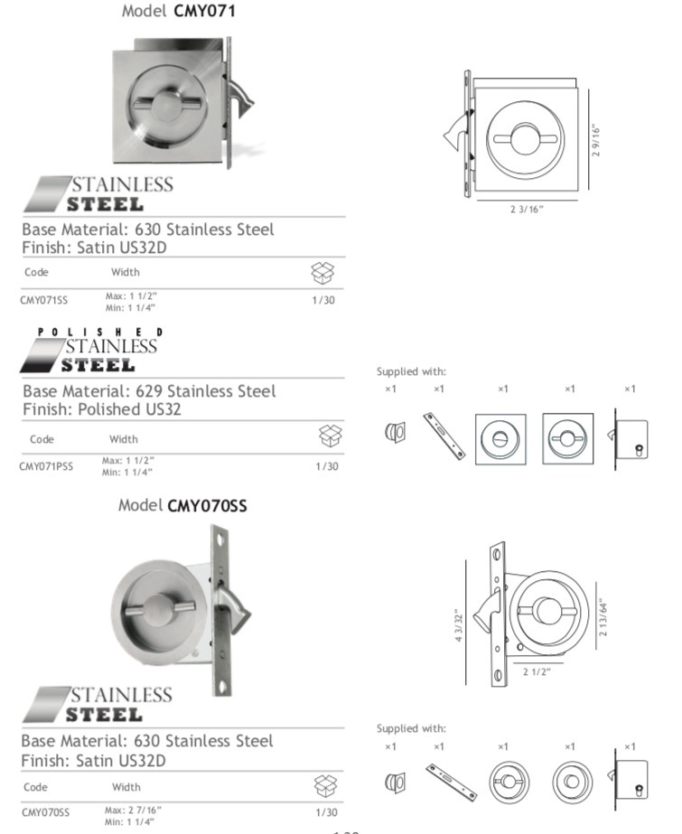 Zamak Satin Nickel Finish Privacy Cerradura de puerta corrediza