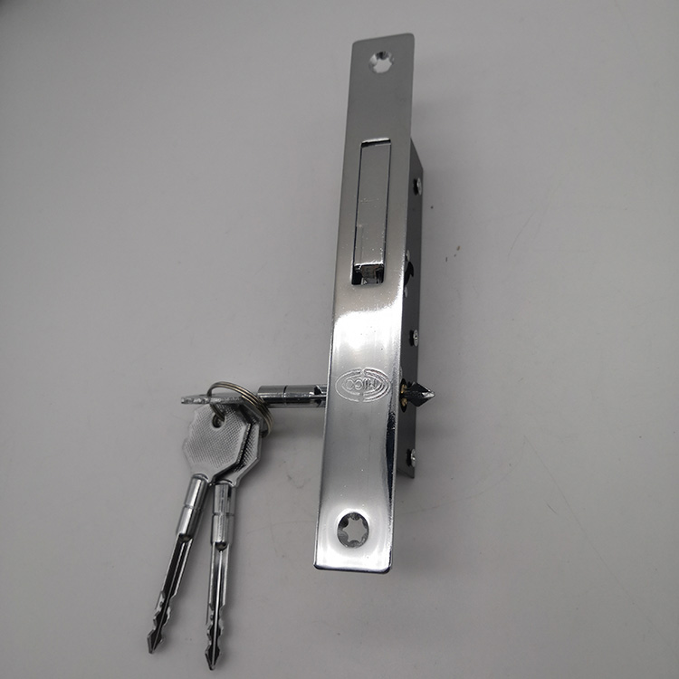 Cerradura-tirador silver para puertas correderas de aluminio. Con cilindro  y 2 llaves.