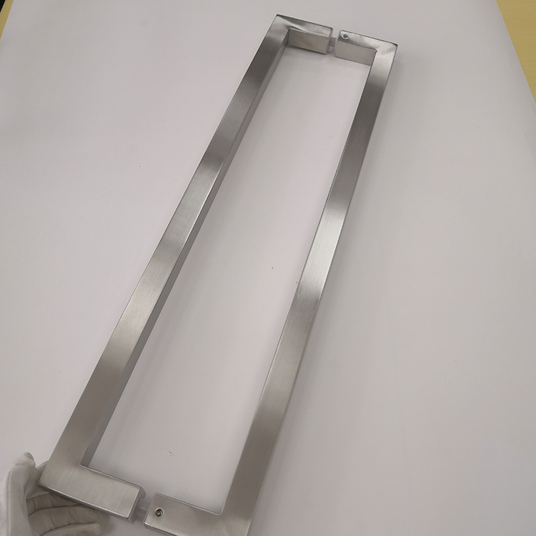 Tirador de puerta de cristal de acero inoxidable comercial al por mayor de tubo cuadrado de plata SSS
