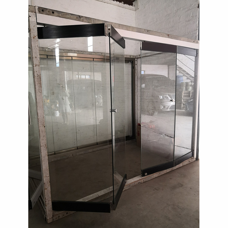 Puerta plegable corrediza de vidrio interior de diseño simple con vidrio templado de 12 mm