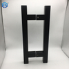 Tiradores de puerta de vidrio de tubo cuadrado de acero inoxidable hueco negro estilo H