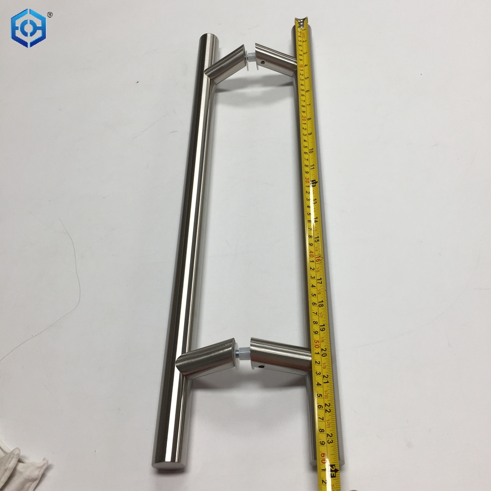 Separadores sólidos Manija de puerta de acero inoxidable 304 de grado comercial resistente, tirador de puerta de granero, tiradores de vidrio, acabado negro mate