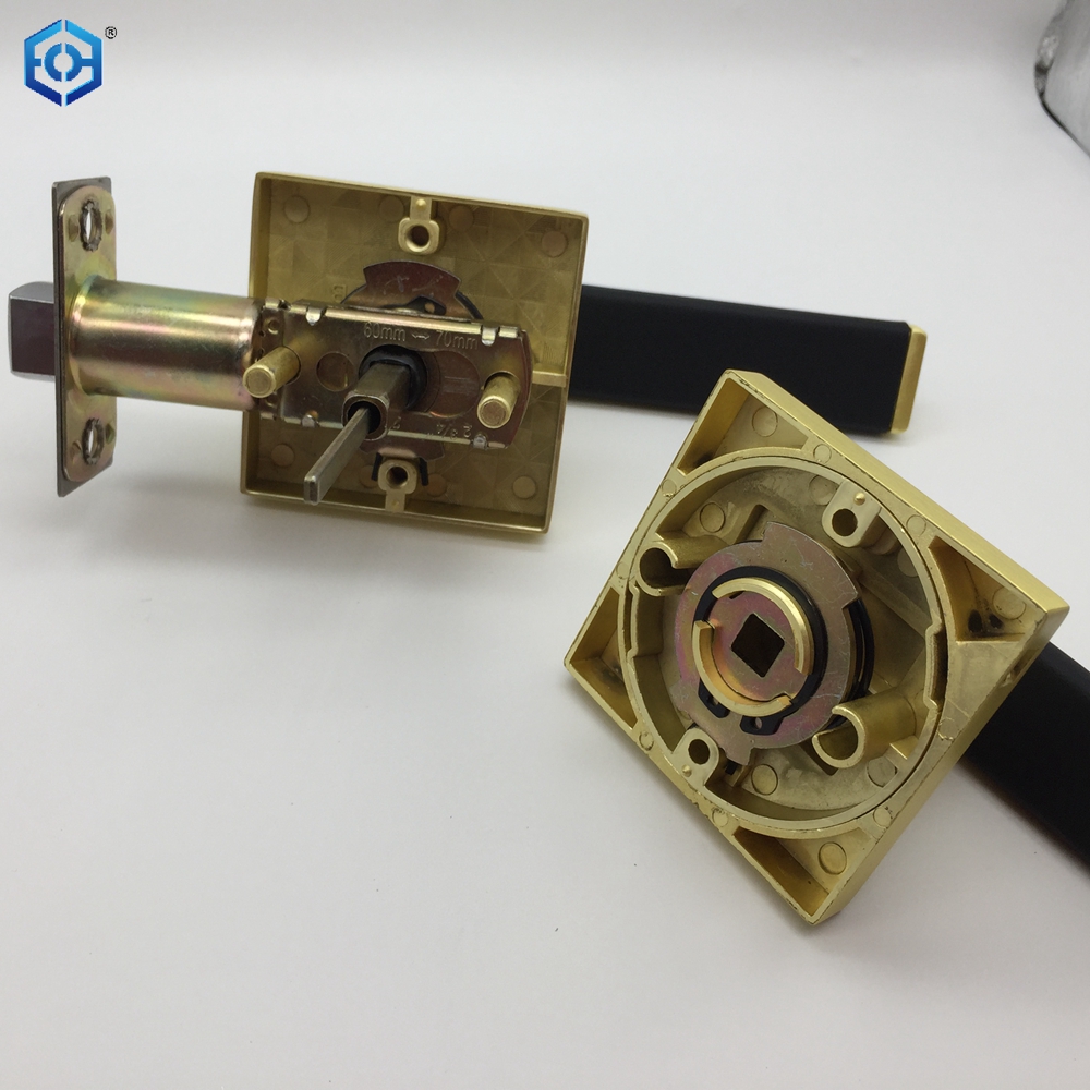 Cerradura de manija de puerta cuadrada de alta resistencia, con llave, de aleación de Zinc y cuero negro, Reversible para zurdos y diestros