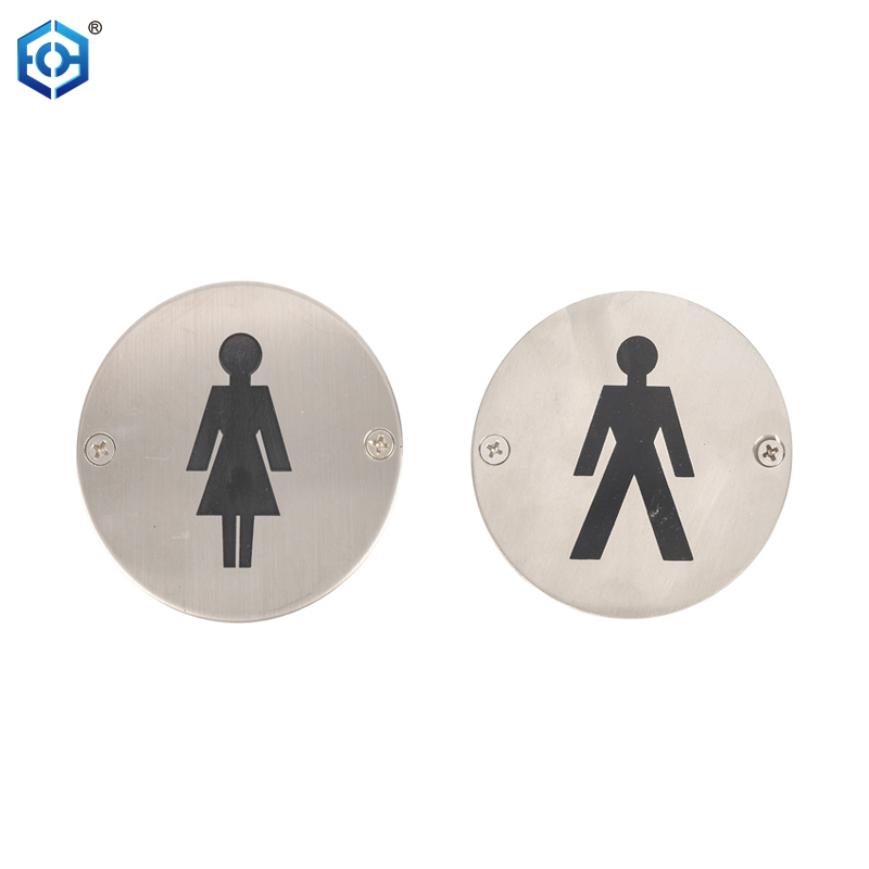 Pegatina de pared de acero inoxidable letreros de baño femenino masculino placas de baño para mujeres para puerta