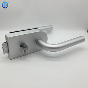 Cerradura de puerta de vidrio de baño con manija templada oscilante de aluminio plateado con indicador