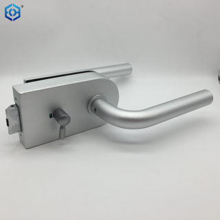 Cerradura de puerta de vidrio de baño con manija templada oscilante de aluminio plateado con indicador