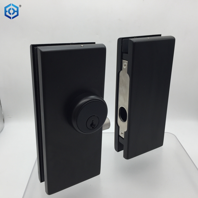 Cerradura negra del remiendo de la puerta de cristal del acero inoxidable con el cilindro americano del estilo