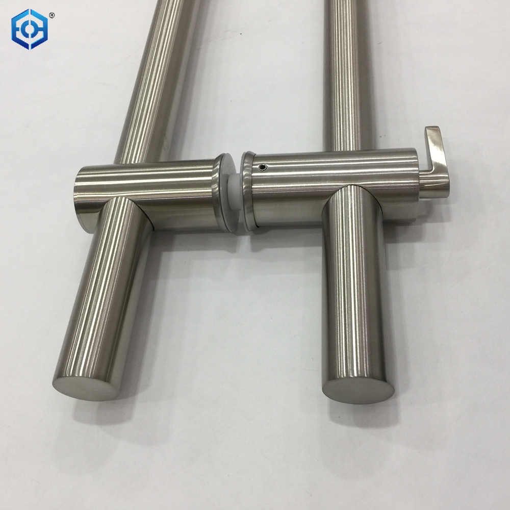 Cilindro de acero inoxidable y tirador de puerta de cristal, tirador de escalera de bloqueo