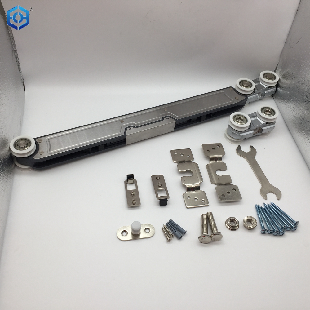 Kit de rodillos para puerta corredera de alta resistencia y cierre suave para puerta de madera de 100-150 kg