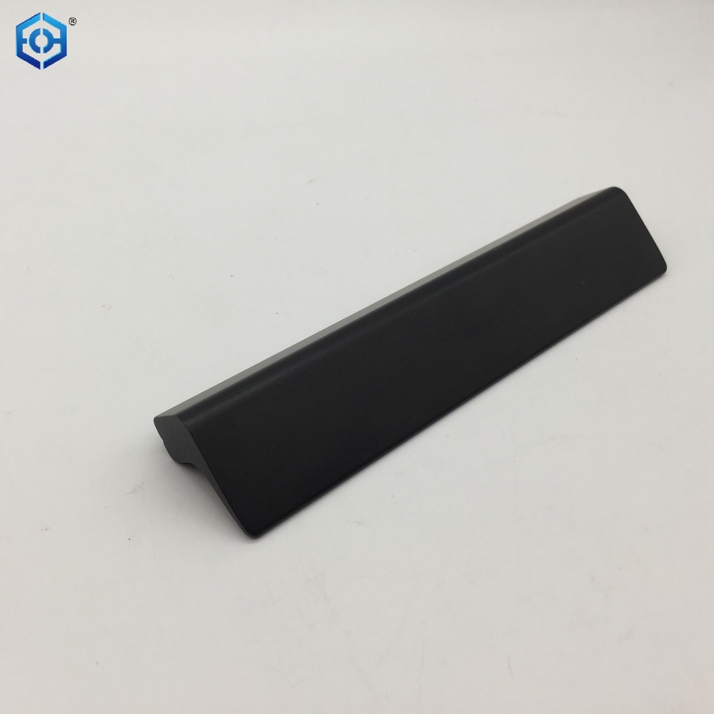 Tiradores de borde de dedo de aluminio negro, manija de perfil de cocina para muebles, cajón, armario, muebles de cocina
