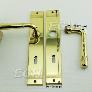 Manija de puerta de panel de latón con acabado dorado (CS004)