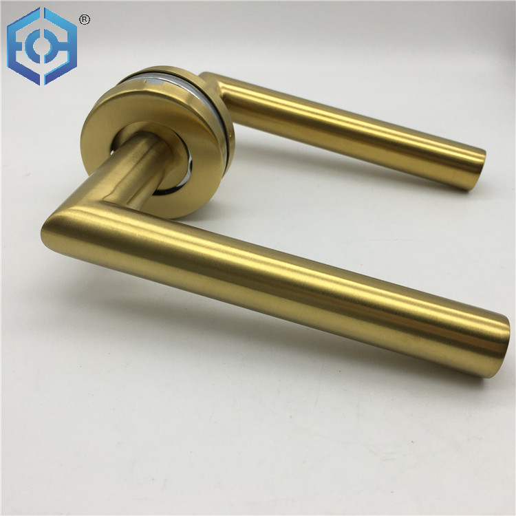 Tirador de puerta de tubo dorado de lujo de acero inoxidable chapado en oro