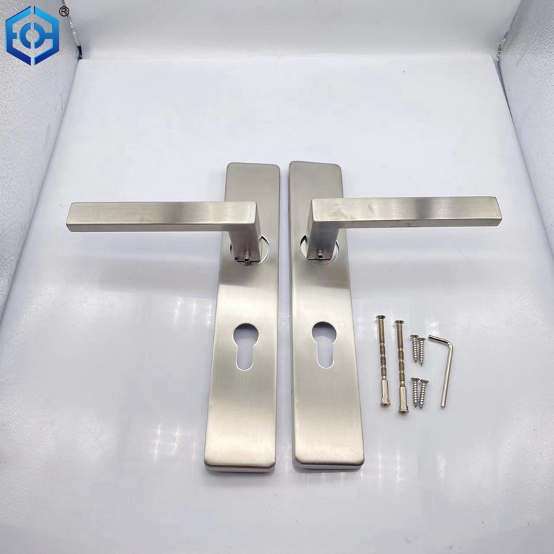 Manija de puerta de baño de baño de acero inoxidable Manija de mando de placa larga de doble cara con mango de puerta de placa larga