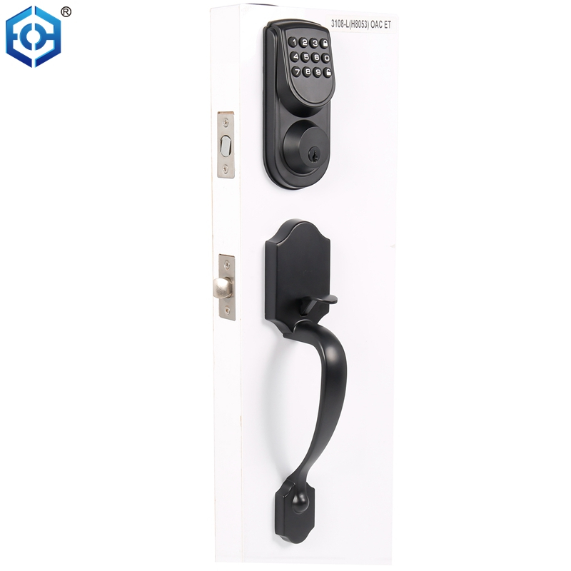 Black Auto Keypad frontal Finger huella dactilar Smart Deadbolt sin llave sin llave de puerta digital con mango 