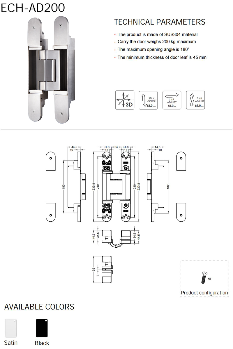 Bisagras ocultas para puertas interiores
