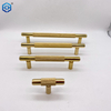 Gabinete de latón de nudoso tira de la cocina Manjas de cocina para gabinetes Cajón de oro Tire de la barra T Mango de cajón