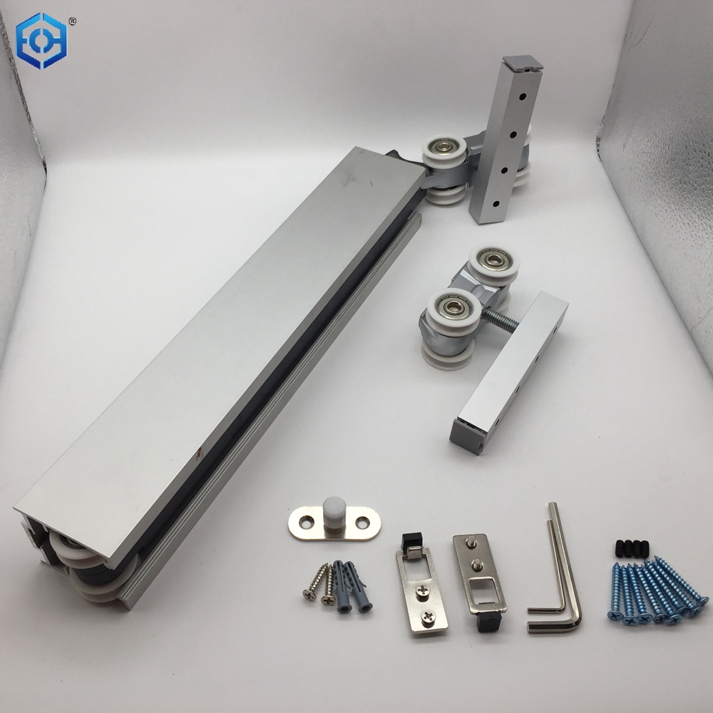 Kit de rodillos para puerta corredera de alta resistencia y cierre suave para puerta de madera de 100-150 kg