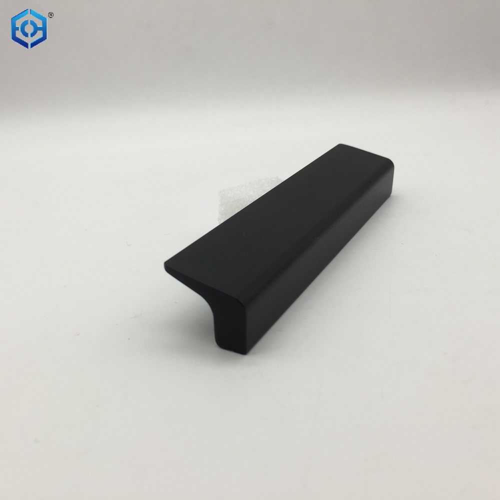 Tiradores de borde de dedo de aluminio negro, manija de perfil de cocina para muebles, cajón, armario, muebles de cocina