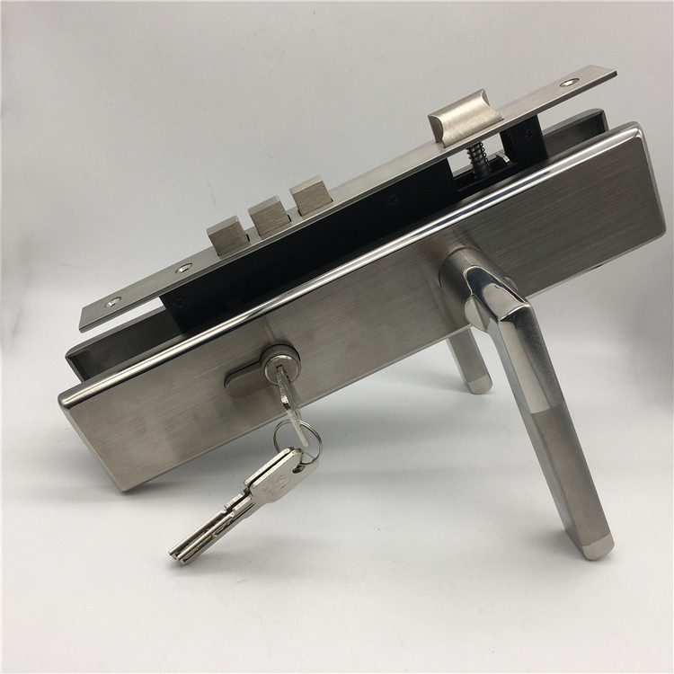 Juego de cerradura de seguridad de acero inoxidable con cilindro de perfil europeo y juego de manija de cerradura de embutir con llave