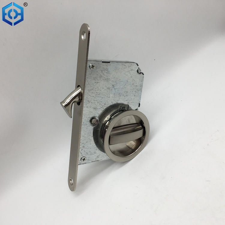 Acabado de níquel satinado aleación de zinc y cerradura de puerta corredera de bolsillo de acero