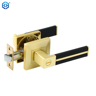 Cerradura de manija de puerta cuadrada de alta resistencia, con llave, de aleación de Zinc y cuero negro, Reversible para zurdos y diestros