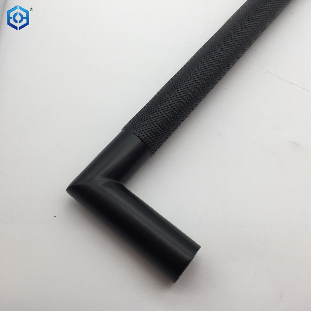 Tiradores moleteados tubulares espalda con espalda en forma de D de acero inoxidable negro para puerta de vidrio