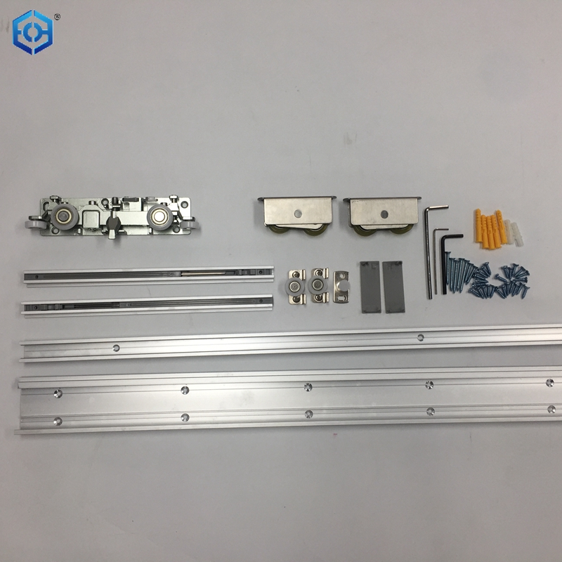 Kit de herrajes para puerta fantasma ocultos de primera calidad con kit de riel deslizante mágico oculto y tiradores al ras para puertas de 31 a 40 pulgadas, herrajes corredizos de alta resistencia y cierre suave 