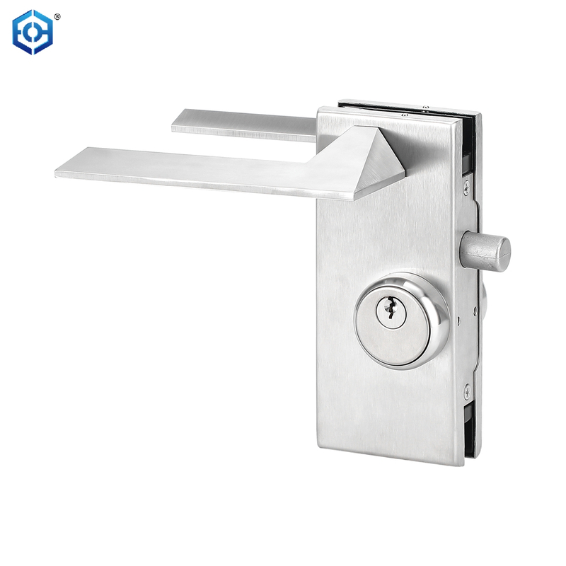 Cerradura de puerta de vidrio sin marco de acero inoxidable con manija y llaves, cerradura de parche de palanca de partición de vidrio para oficina comercial