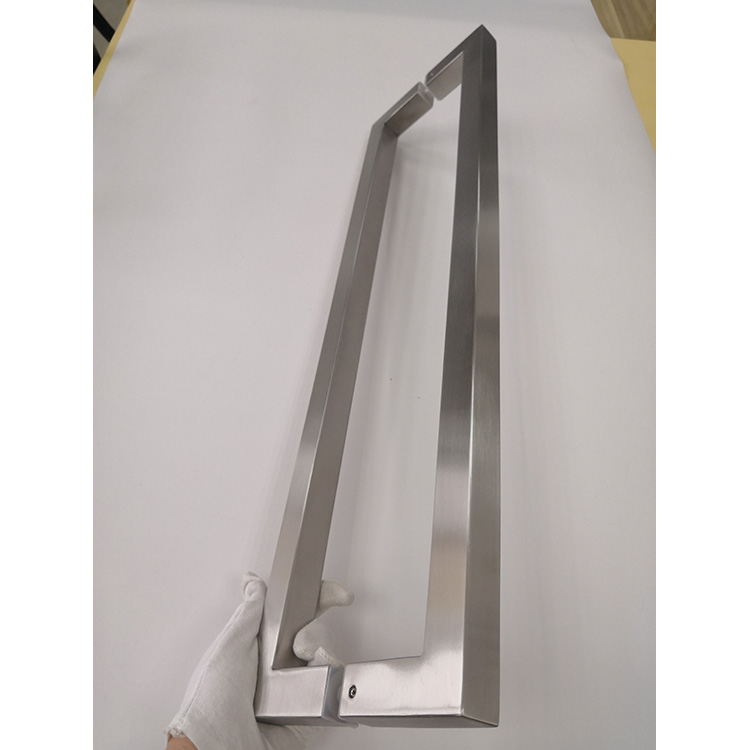 Tirador de puerta de cristal de acero inoxidable comercial al por mayor de tubo cuadrado de plata SSS