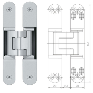 Bisagra de puerta oculta cruzada resistente de la aleación caliente del cinc de la venta para la puerta de madera