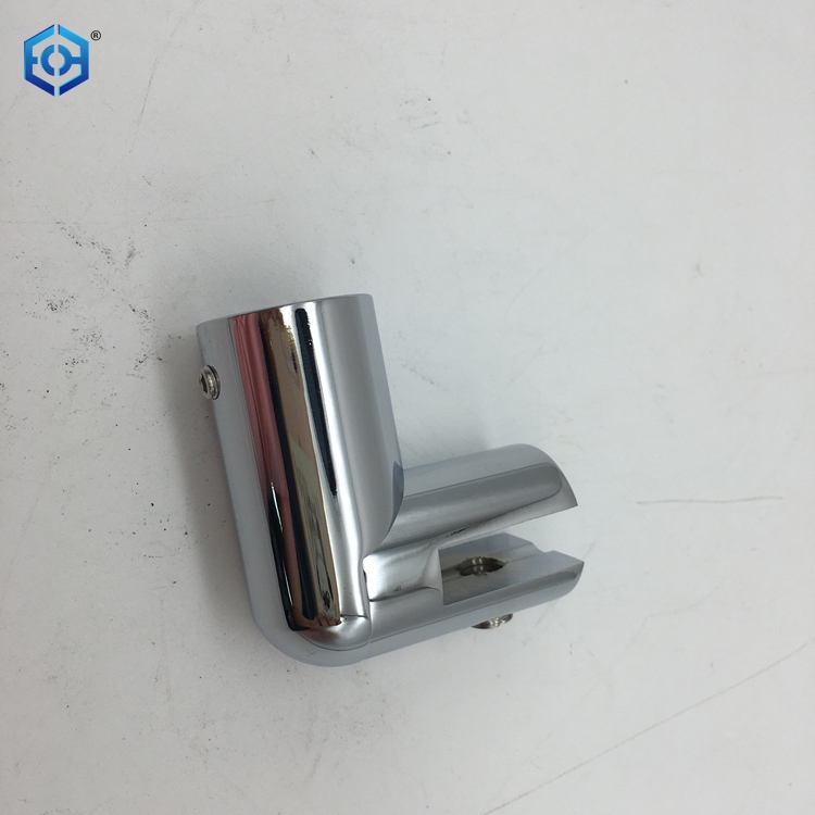 Abrazadera de conector de vidrio de latón 90 ° para tubería de cuarto de ducha φ19 o φ25 mm