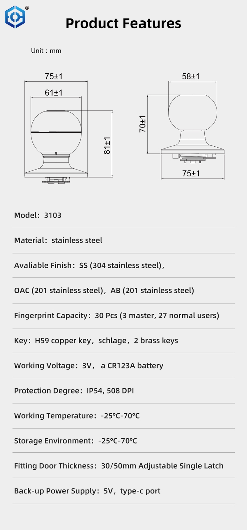 manija de la puerta de huella digital