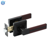 Cerradura de manija de puerta cuadrada de alta resistencia, con llave, de aleación de Zinc y cuero negro, Reversible para zurdos y diestros