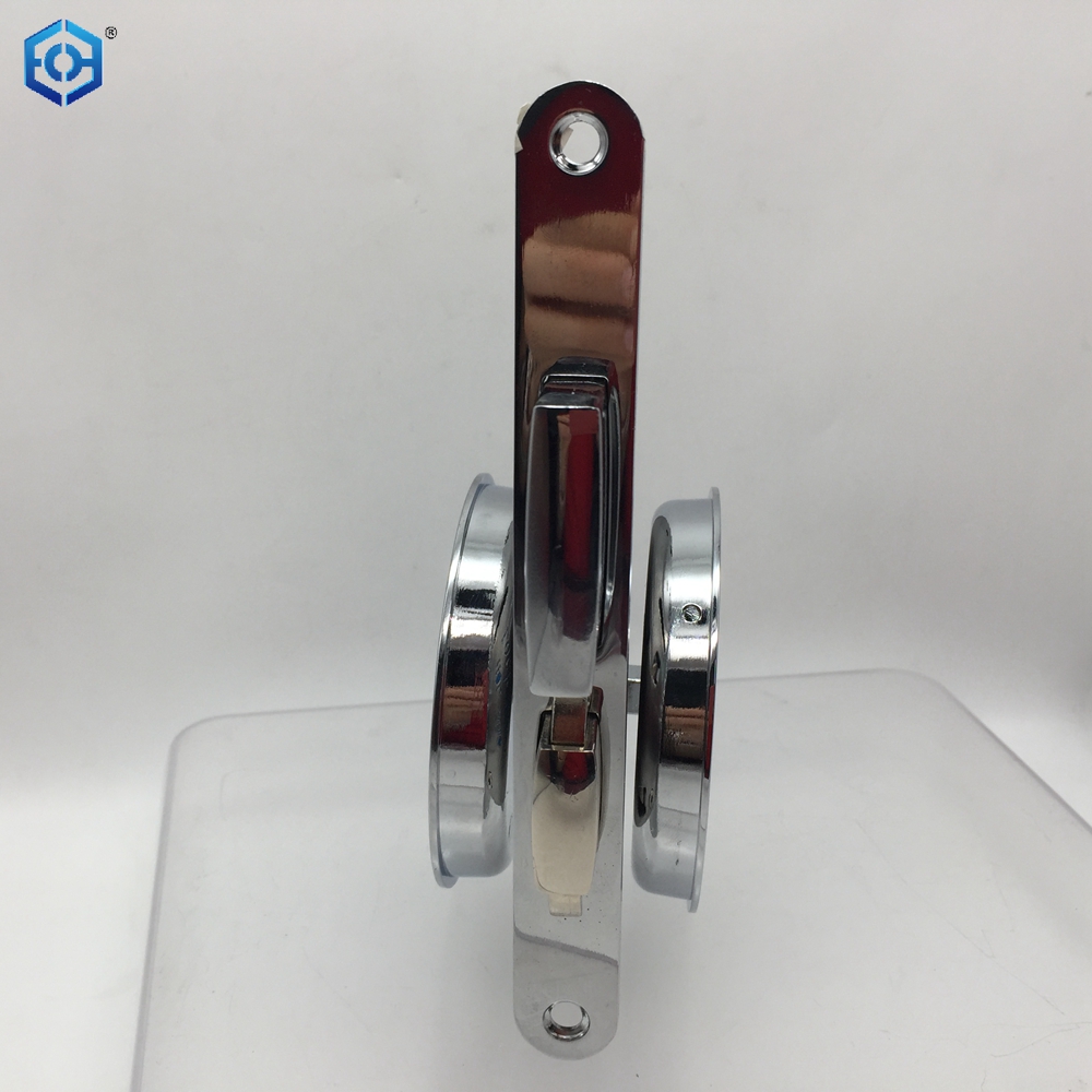 Cerradura de puerta corrediza de bolsillo de panel redondo grande de aleación de zinc cromado