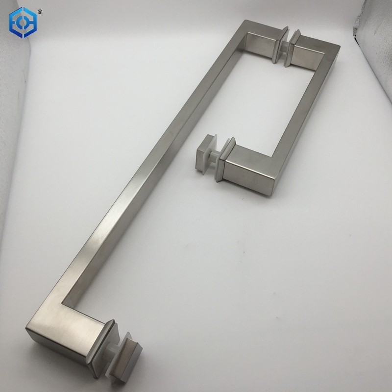 Manija de la puerta de ducha de acero inoxidable l forma de la puerta de vidrio.