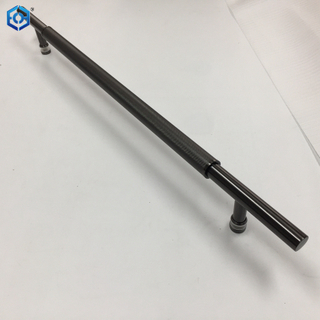 Tirador de puerta de vidrio moleteado con barra en T gris de acero inoxidable