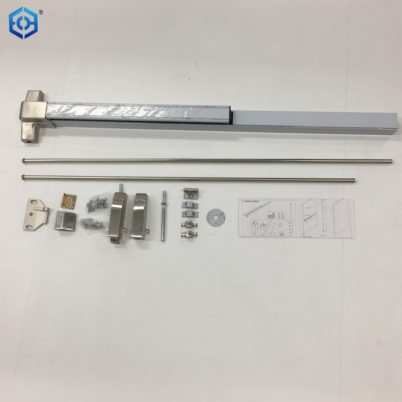 Dispositivo de salida de pánico con cerradura de barra de empuje de pánico con certificación UL para puerta doble resistente al fuego