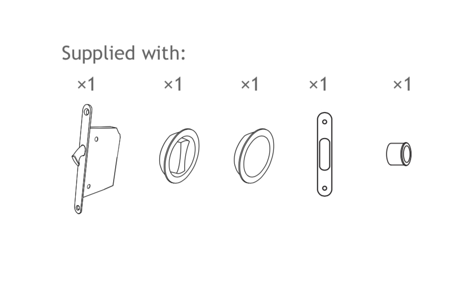 Cerradura de puerta deslizante de n&iacute;quel satinado con aleaci&oacute;n de zinc