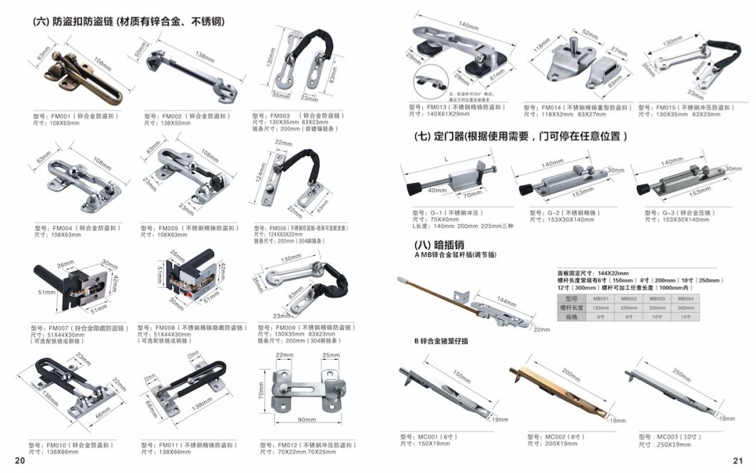 (DBE-021) Cerrojo de puerta de lat&oacute;n ab Cerrojo muerto