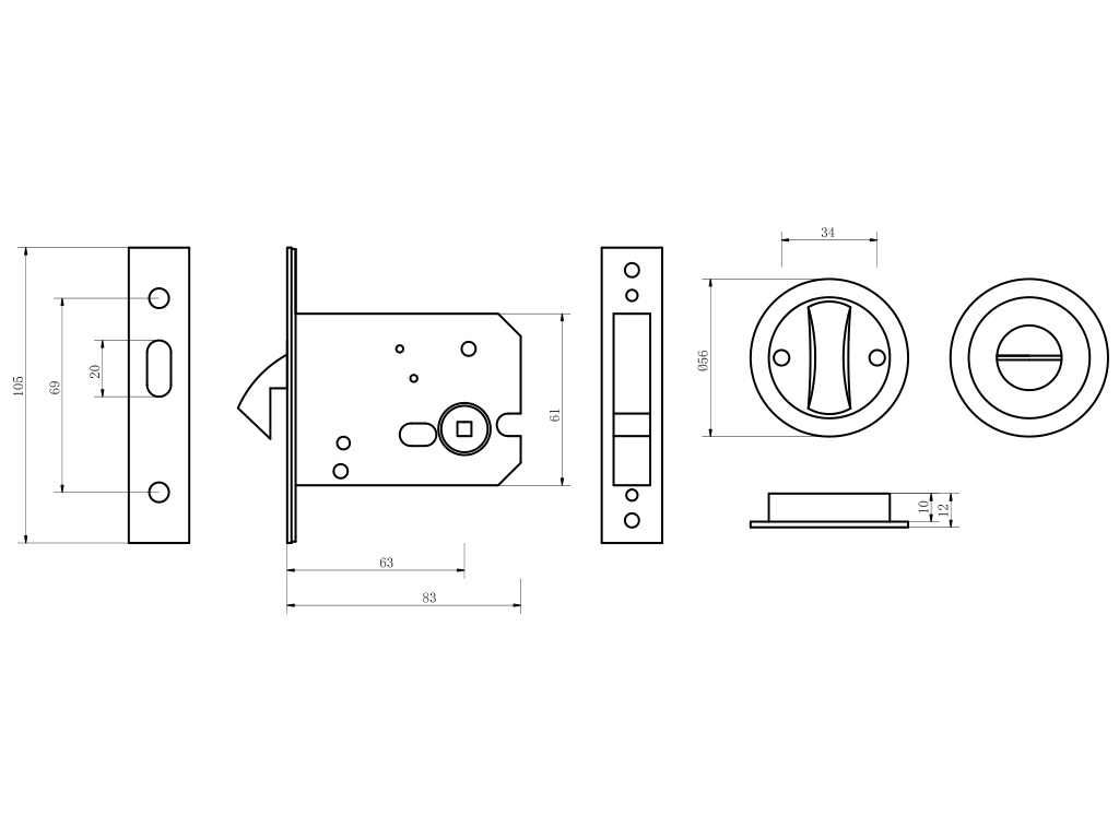 Cerradura de puerta de bolsillo comercial