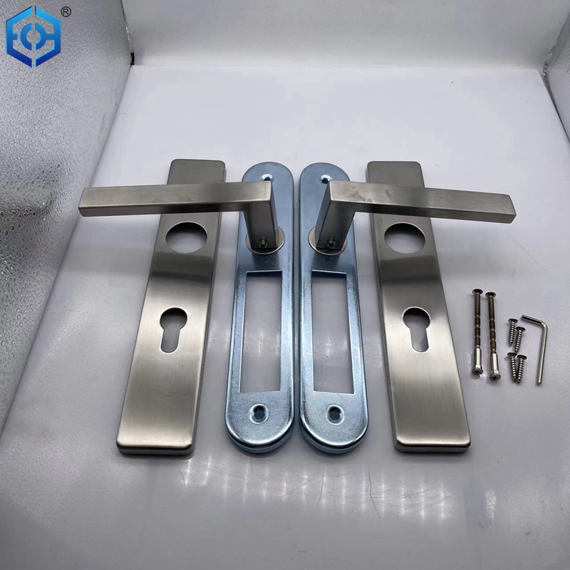 Manija de puerta de baño de baño de acero inoxidable Manija de mando de placa larga de doble cara con mango de puerta de placa larga