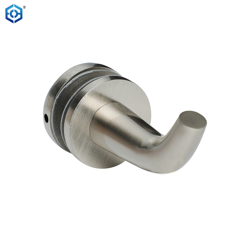 Satin Nickel Brass Glass Mount Patch Toilel Hook 