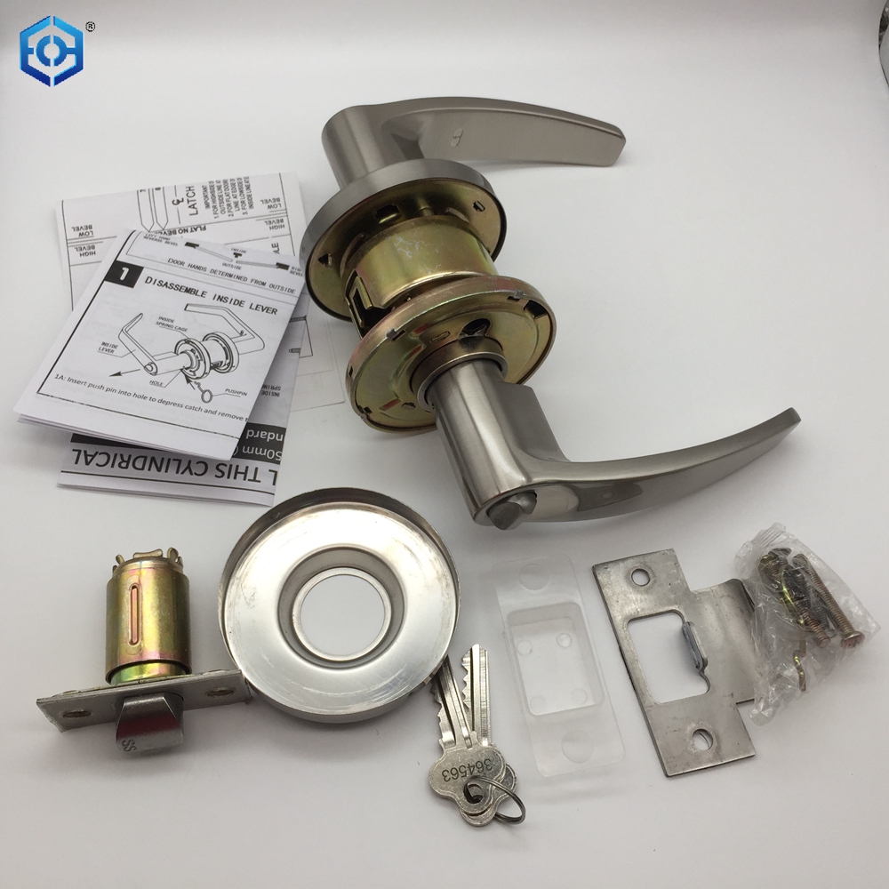 Cerradura de puerta de palanca cilíndrica comercial resistente de acero inoxidable ANSI A156.2 Grado 2