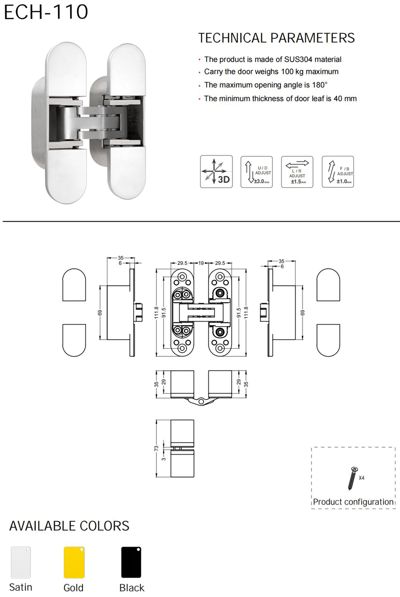 Bisagra 3D ajustable