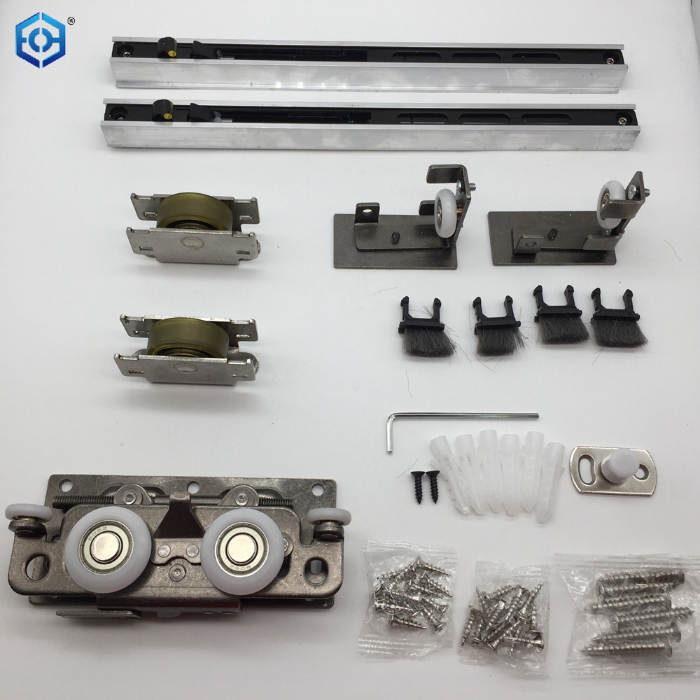 Kit de riel deslizante deslizante para puerta de madera oculta con capacidad de carga de 80kg