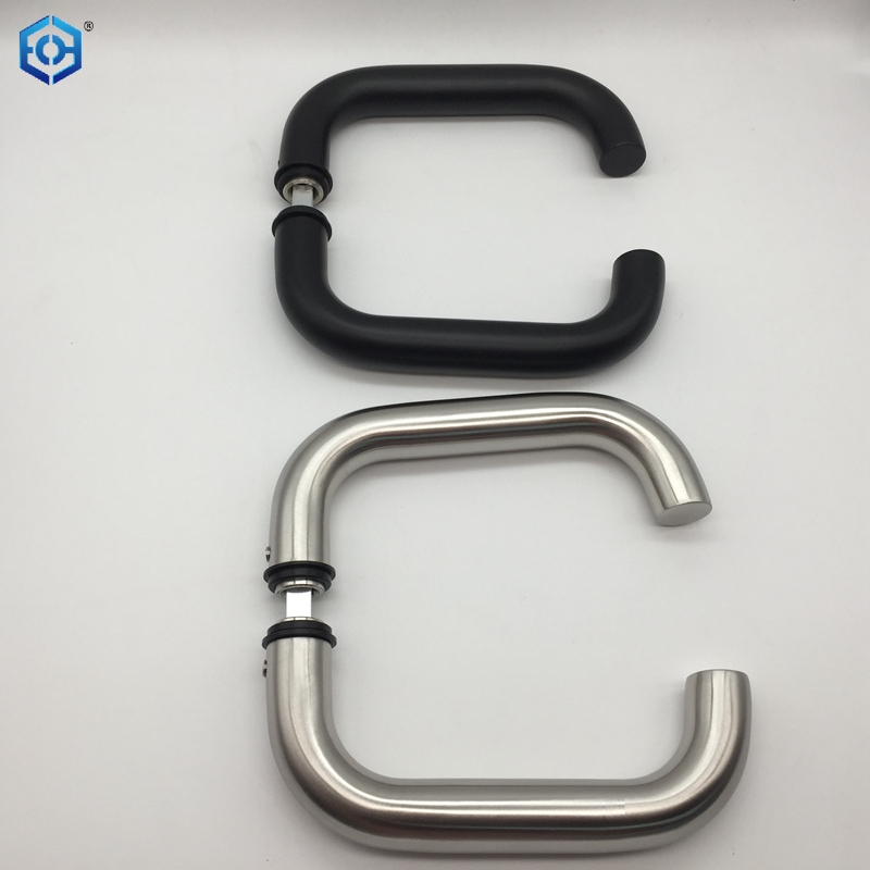 Manija de puerta SSS o de acero inoxidable negro para puerta estrecha con marco de aluminio