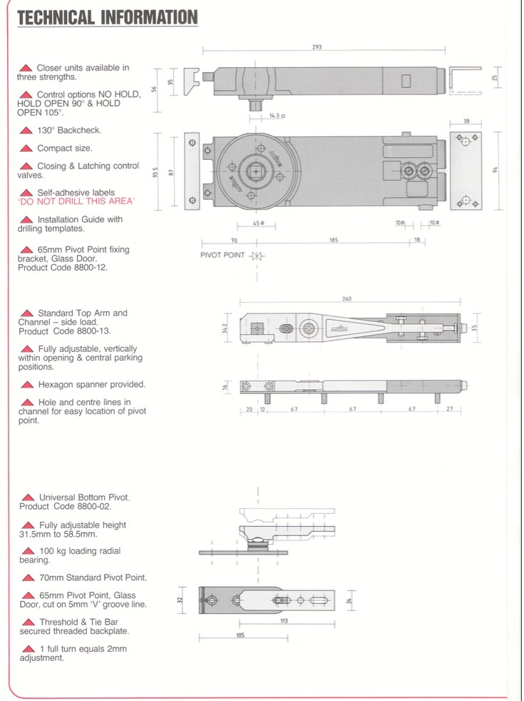 (EDC001) Cierrapuertas de aluminio Transon Cierrapuertas de popa