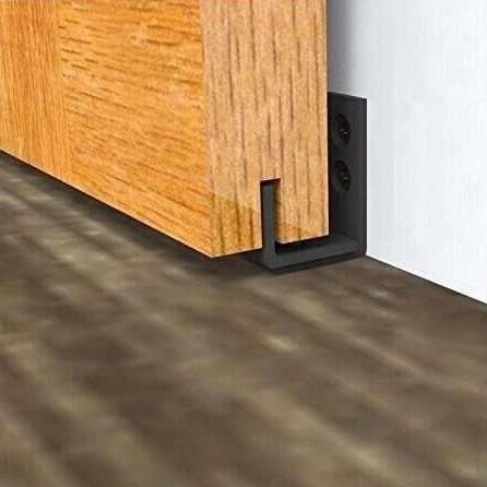 Guía de piso de puerta de granero con herrajes de rodillo revestidos en negro Ajustable con accesorios